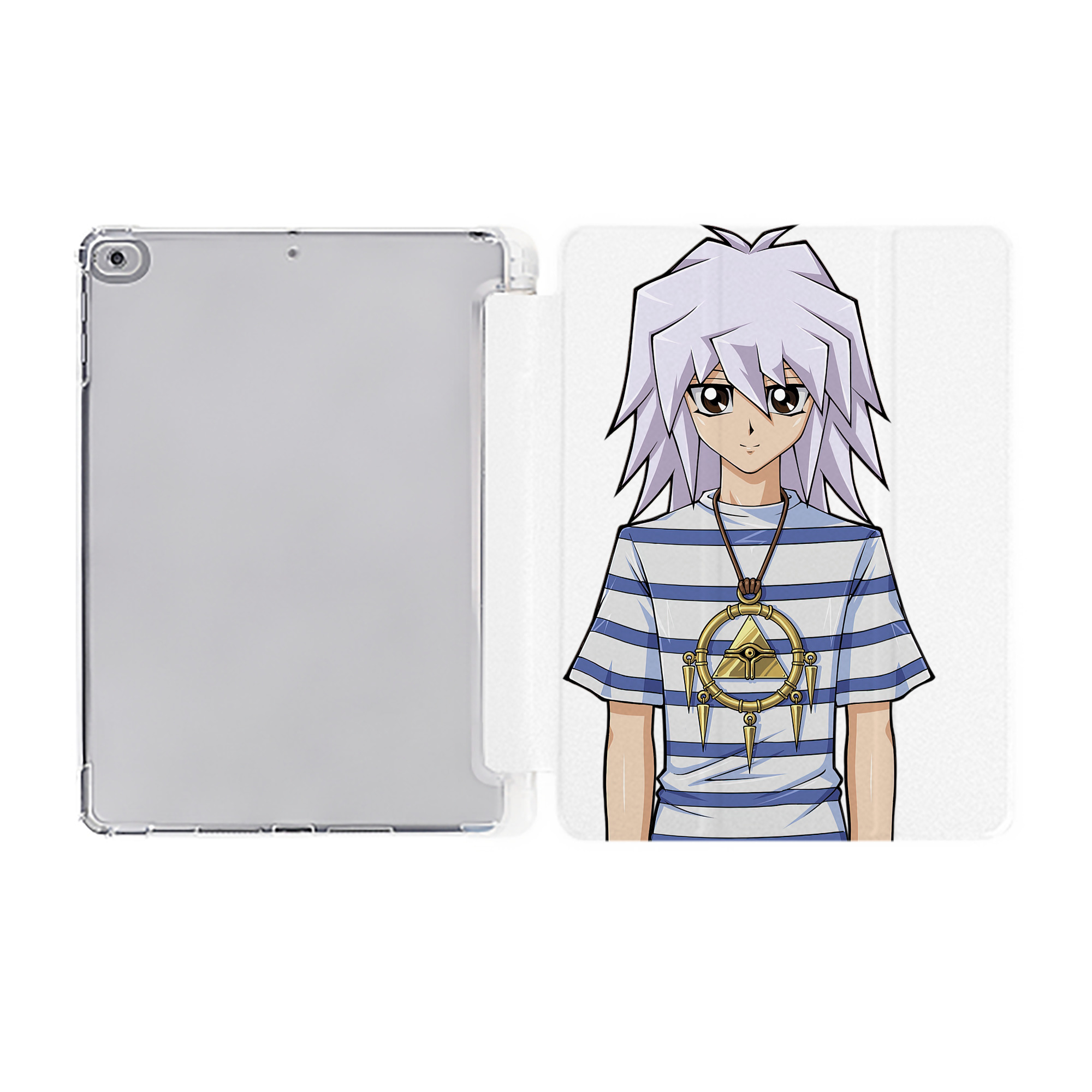 （画像用） 遊☆戯☆王 Yu-Gi-Oh! IPad ケース ペン収納付き 三つ折りスタンド PUレザー×シリコン 対応機種9.5/10.5/10.9インチ